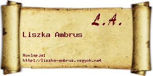Liszka Ambrus névjegykártya